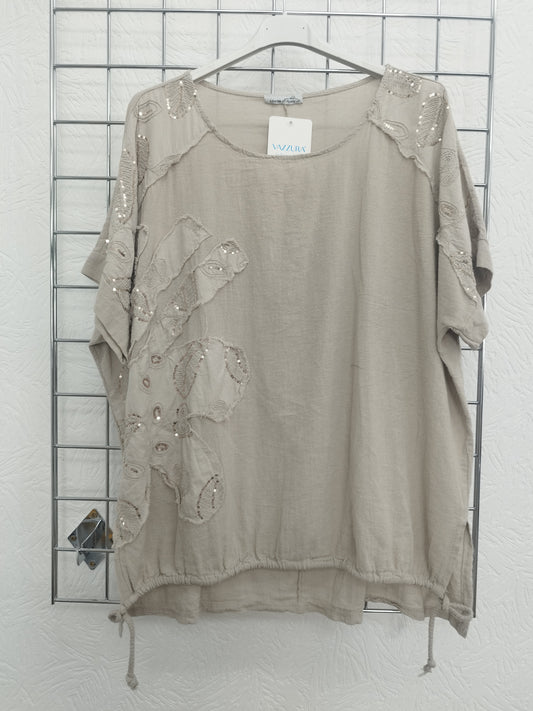 Blusenshirt in Leinenoptik onesize 42-46, verschiedene Farben