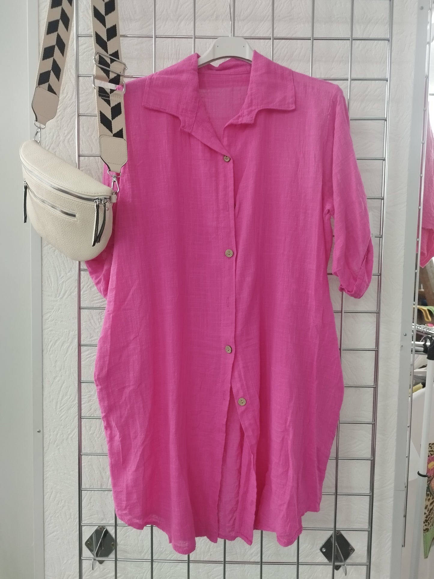 Longbluse in Leinenoptik onesize 40-44, verschiedene Farben