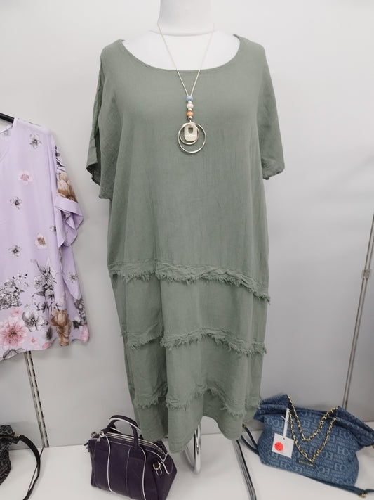 Kleid in Leinenoptik onesize 42-46 verschiedene Farben