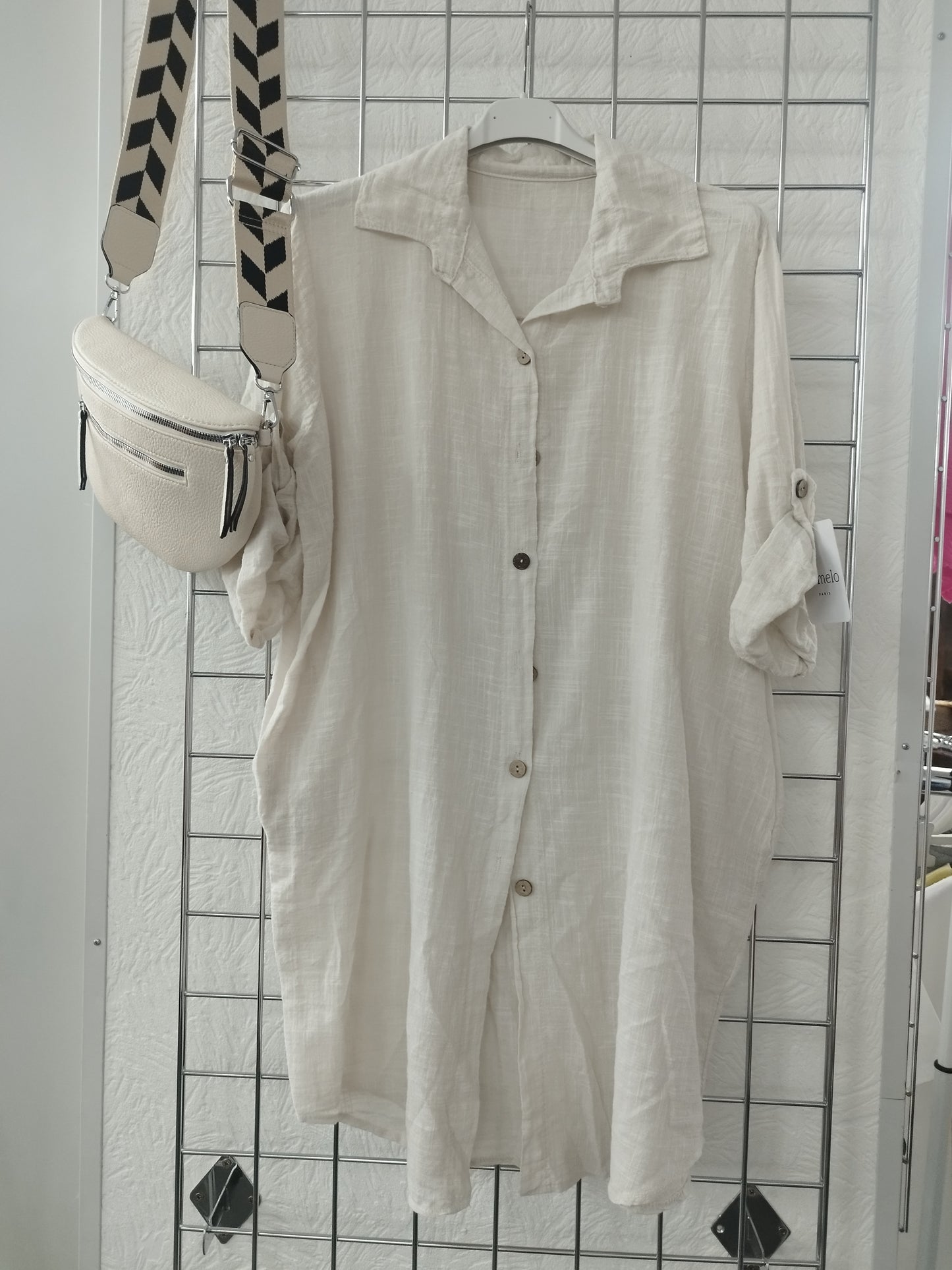 Longbluse in Leinenoptik onesize 40-44, verschiedene Farben