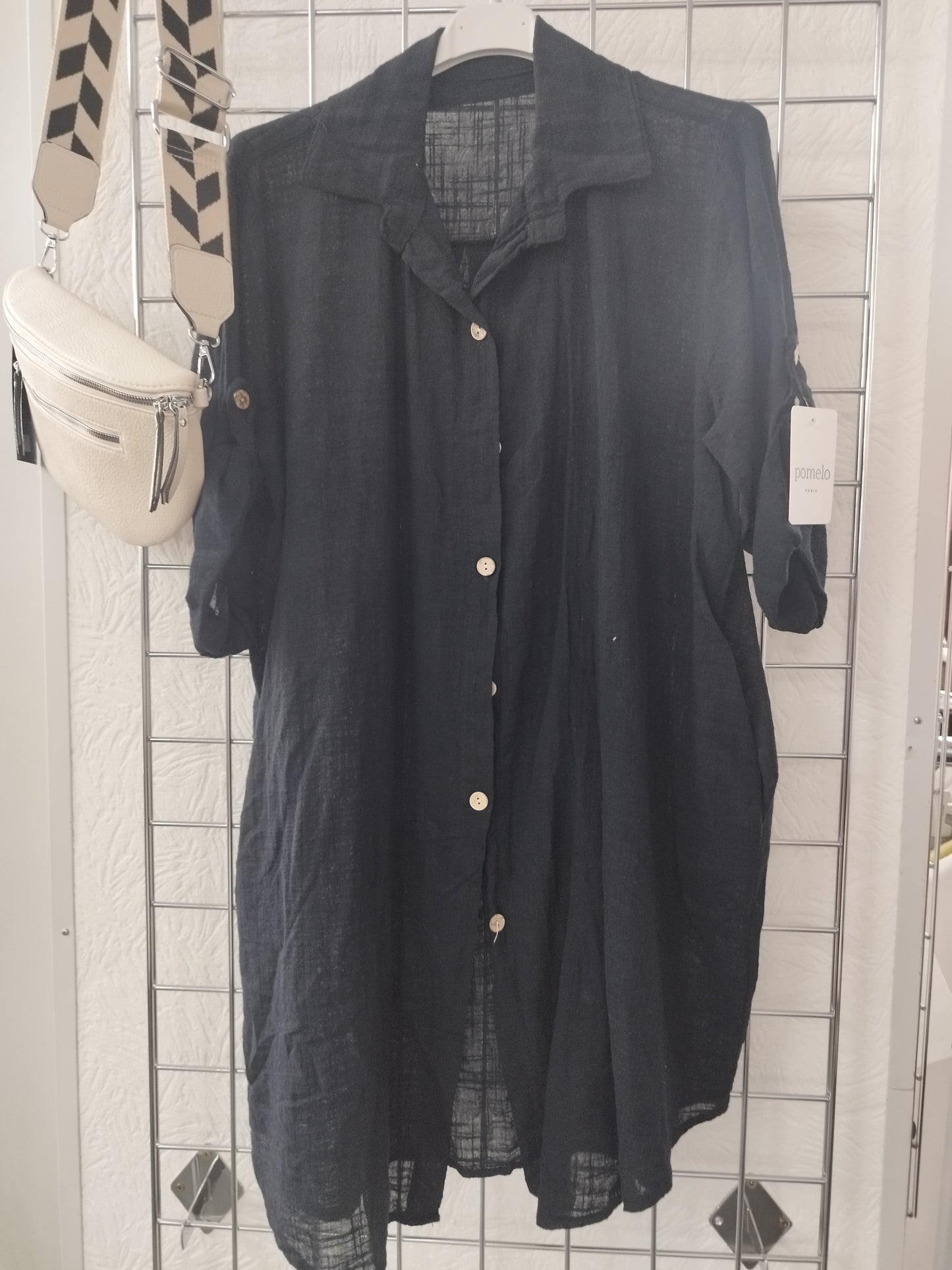 Longbluse in Leinenoptik onesize 40-44, verschiedene Farben