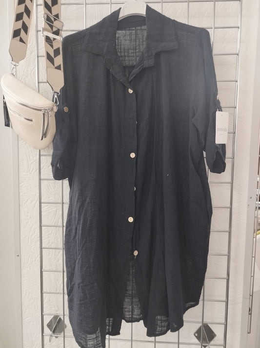 Longbluse in Leinenoptik onesize 40-44, verschiedene Farben