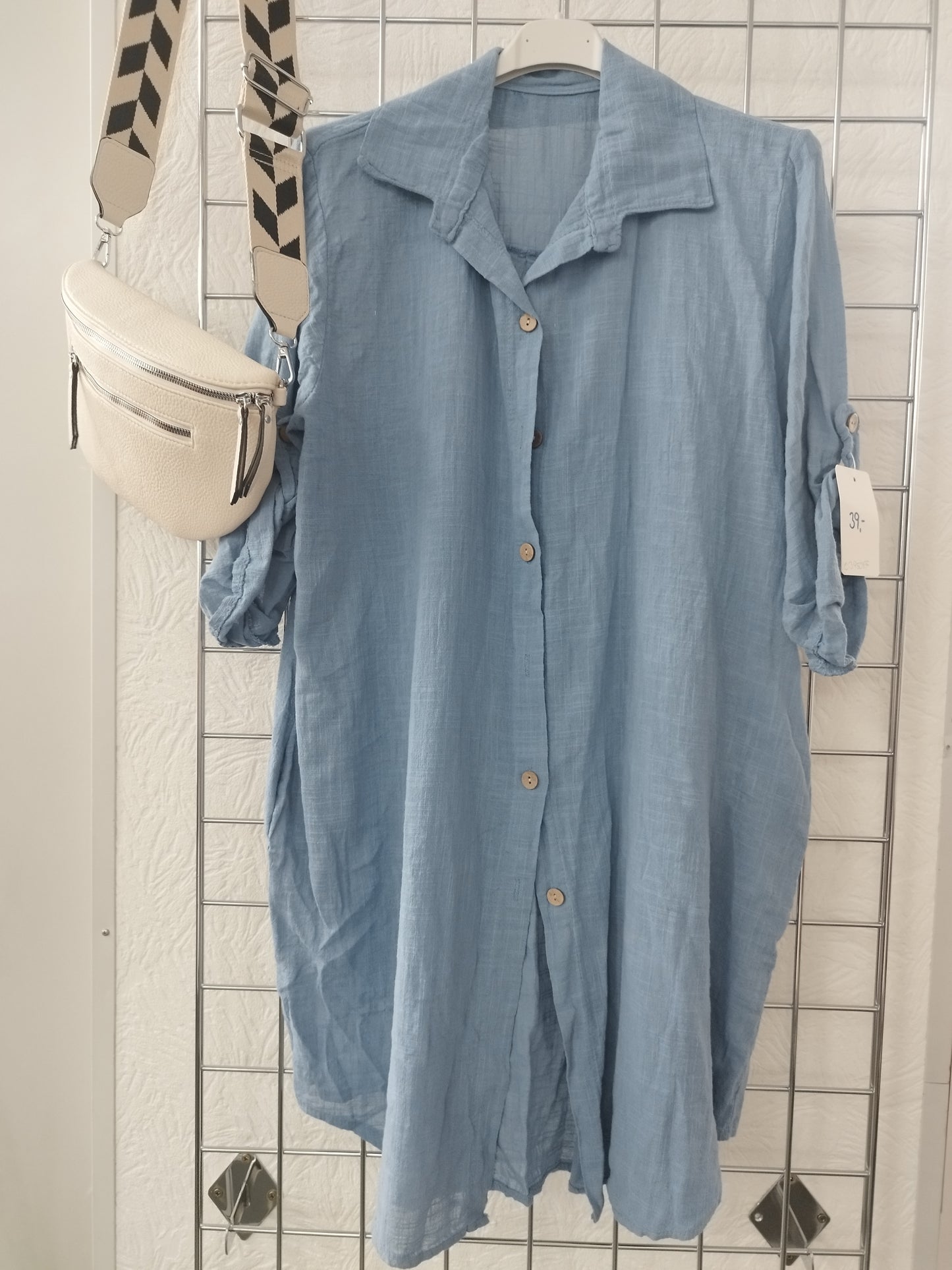 Longbluse in Leinenoptik onesize 40-44, verschiedene Farben