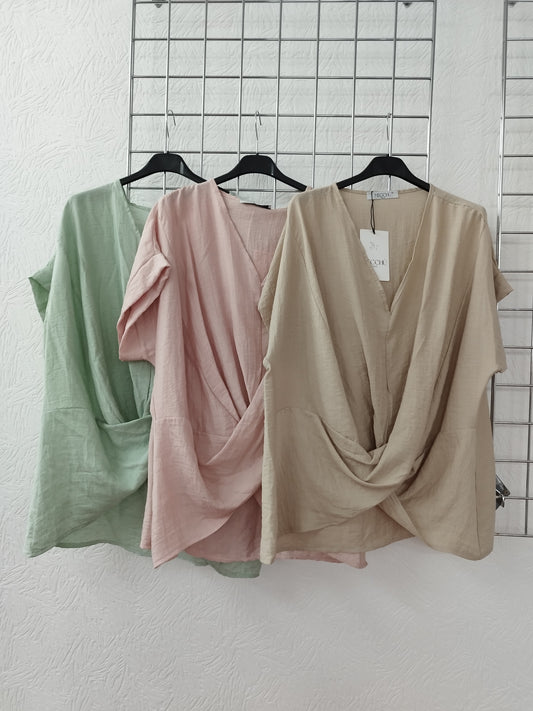 Bluse in Leinenoptik, onesize 38-42, verschiedene Farben