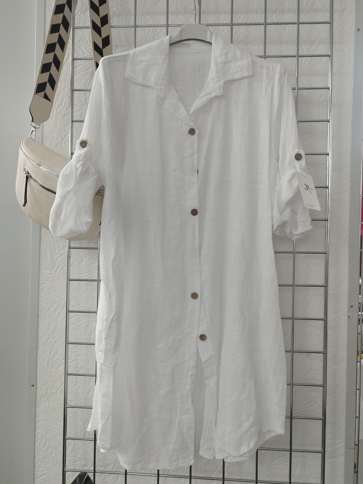 Longbluse in Leinenoptik onesize 40-44, verschiedene Farben